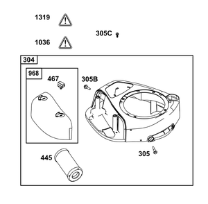 Blower Housing Group Diagram and Parts List for 31R777-0066-G1 200000 - 399999 Briggs and Stratton Engine